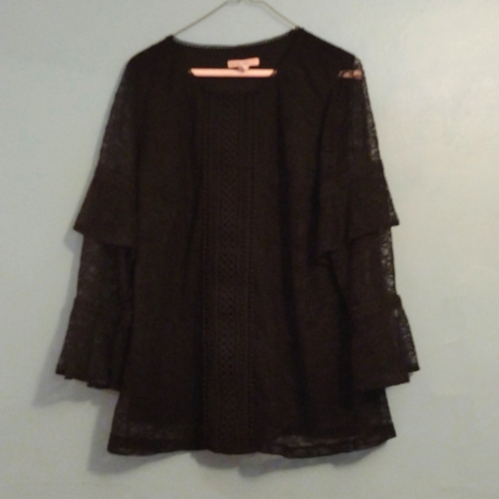 Isaac Mizrahi Black lace blouse M